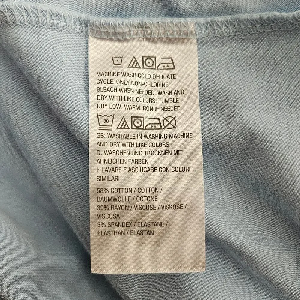 Denim & Co. Essentials Elbow Sleeve Top w/ Seaming Detail Sz M Baby Blue - Picture 6 of 8